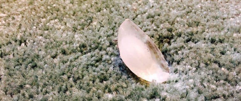 Melt an ice cube on a carpet divot and then fluff the spot with a spoon.